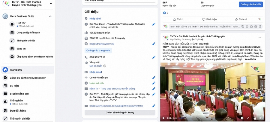 Fanpage “TNTV - Đài Phát thanh & Truyền hình Thái Nguyên” - Thông tin chính xác, tương tác tức thì
