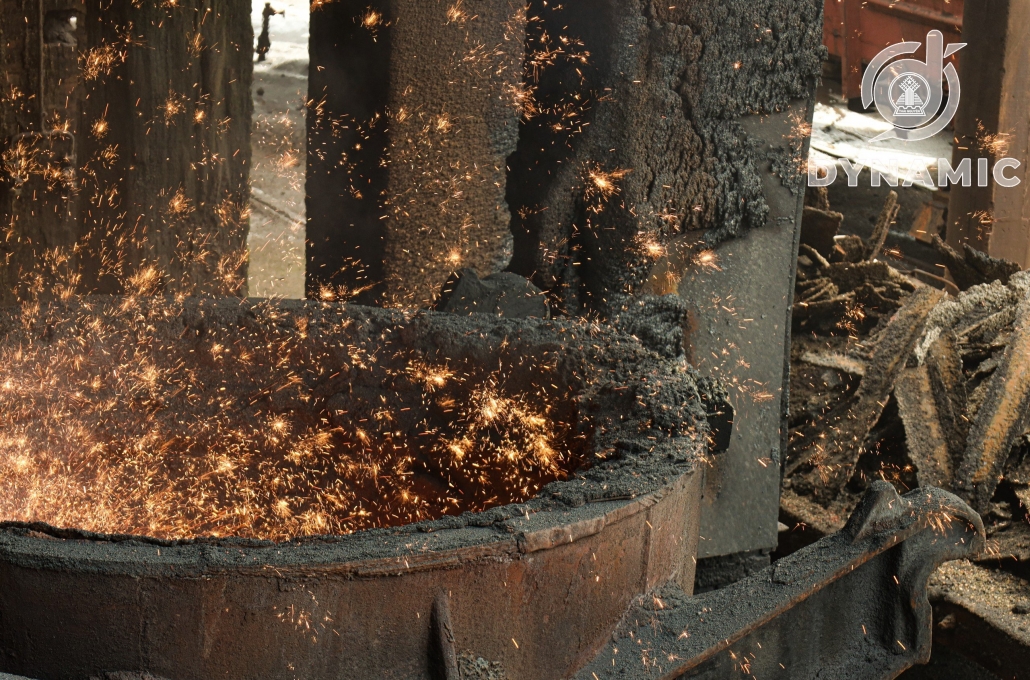 Steel comes out of the furnace