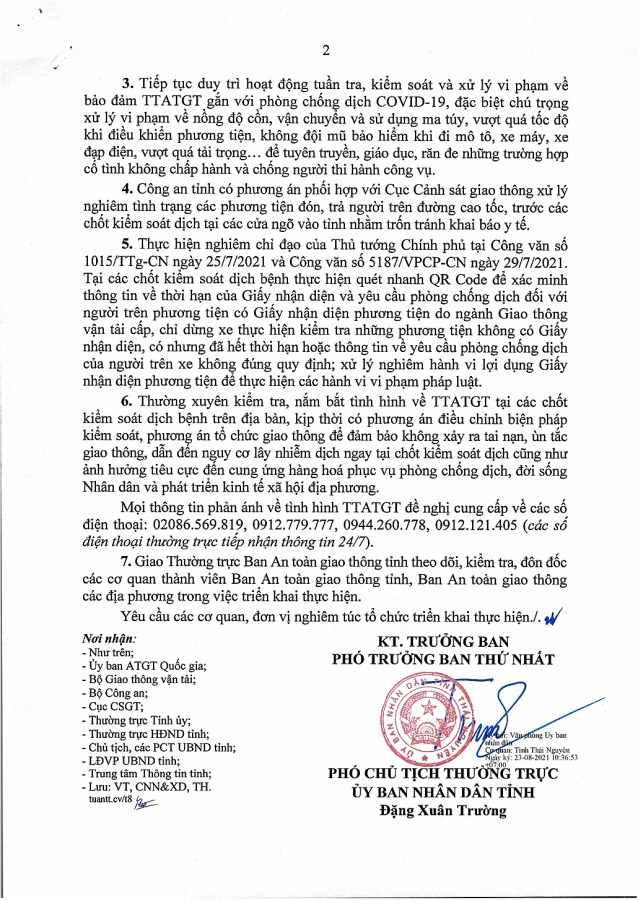 Tăng cường thực hiện các biện pháp đảm bảo trật tự an toàn giao thông kết hợp phòng, chống dịch COVID-19 - đã psts 24.8 Tăng cường thực hiện các biện pháp đảm bảo trật tự an toàn giao thông kết hợp phòng, chống dịch COVID 19 - đã psts 24.8