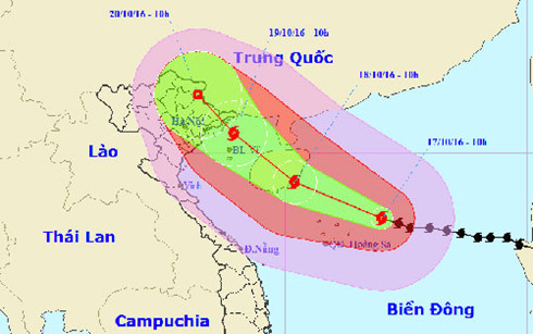 bao so 7 giat cap 16 huong ve phia dong bac bo