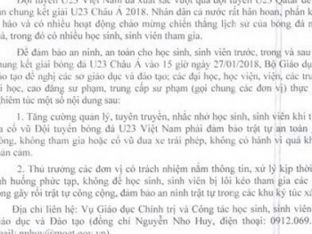 Bộ GD-ĐT ra công văn hỏa tốc về đảm bảo an toàn khi cổ vũ bóng đá