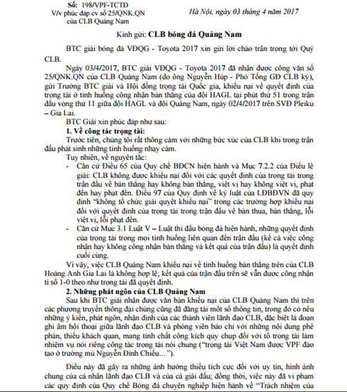 vpf tuyt coi va xem xet phat chu tich clb quang nam vi va mieng