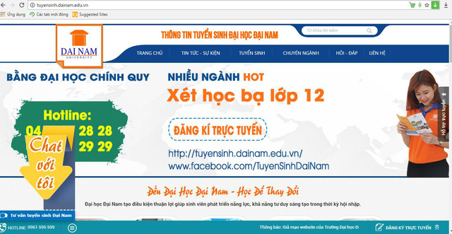 truong dh dai nam bi lam gia website de chieu du tuyen sinh