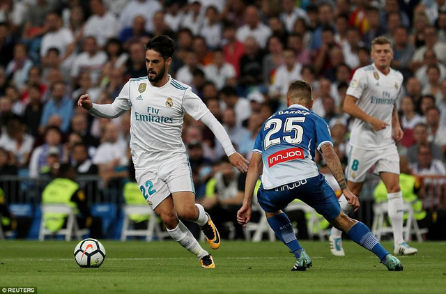 real madrid 2 0 espanyol cu dup cua isco