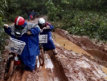 Đường quá lầy lội, học sinh phải chuyển sang... tỉnh khác học