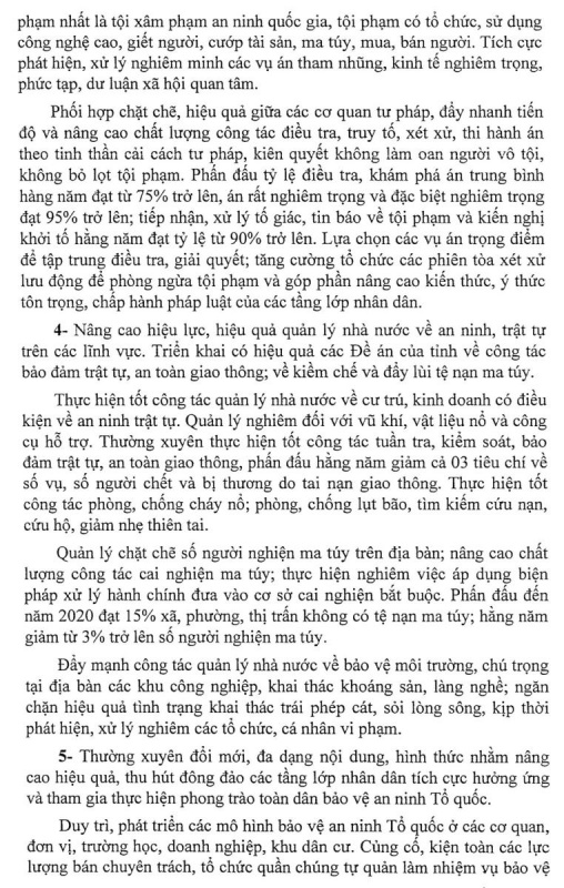 chi thi ve tang cuong su lanh dao cua cac cap uy dang doi voi cong tac bao dam an ninh trat tu tren dia ban tinh thai nguyen