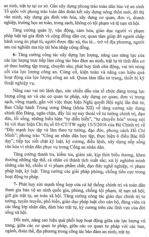 chi thi ve tang cuong su lanh dao cua cac cap uy dang doi voi cong tac bao dam an ninh trat tu tren dia ban tinh thai nguyen