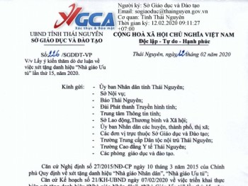 Lấy ý kiến thăm dò dư luận về việc xét tặng danh hiệu "Nhà giáo Nhân dân", "Nhà giáo Ưu tú" lần thứ 15, năm 2020