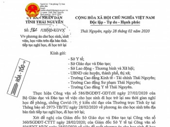 Phương án cho học sinh, sinh viên, học viên trên địa bàn tỉnh tiếp tục nghỉ học, đi học trở lại