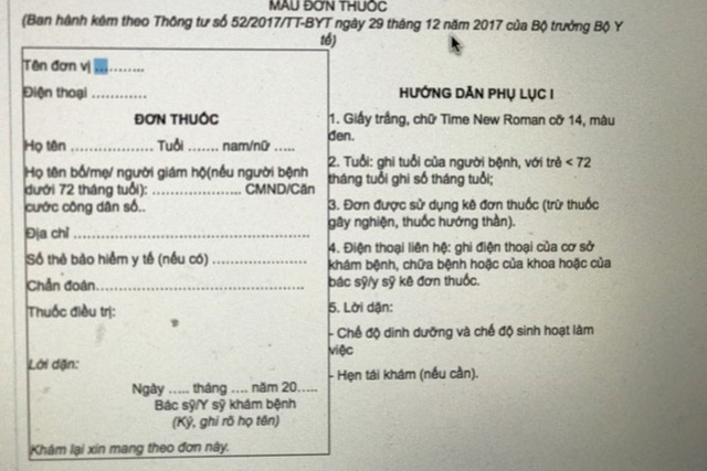 Từ 1.3, kê đơn thuốc cần xuất trình chứng minh nhân dân của bố hoặc mẹ