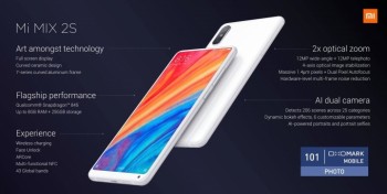 Xiaomi Mi Mix 2S được DxOMark chấm điểm camera ngang iPhone X, thua Galaxy S9+