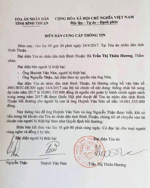 bo tai chinh chi hon 10 ty dong boi thuong ong huynh van nen