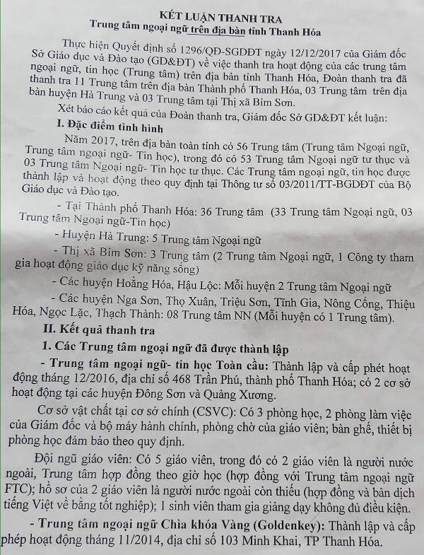 thanh hoa dinh chi nhieu trung tam ngoai ngu hoat dong khong phep