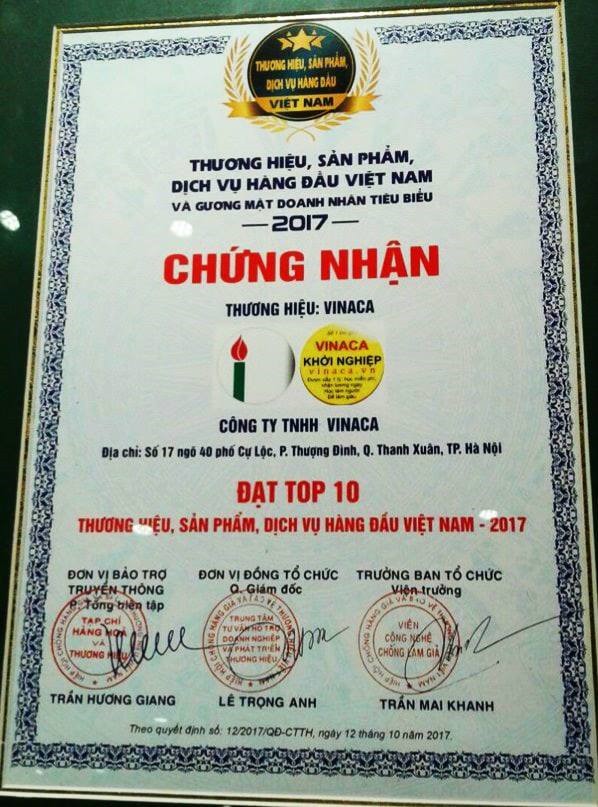 cty vinaca co thuoc ung thu tu bot tre tung nhan giai top 10 thuong hieu hang dau viet nam