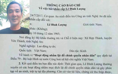 Công an Nghệ An bắt khẩn cấp ông Lê Đình Lượng