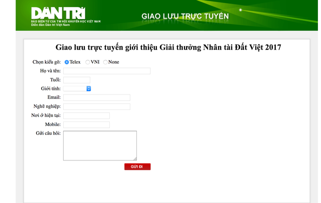 sang nay dien ra giao luu truc tuyen giai thuong nhan tai dat viet 2017