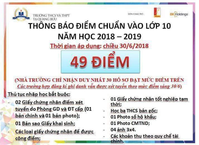 diem chuan lop 10 nhay mua tu 46 len 505 trong 2 ngay so gdampdt noi gi