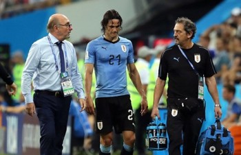 Tiền đạo Cavani nguy cơ vắng mặt ở trận tứ kết World Cup 2018 gặp Pháp