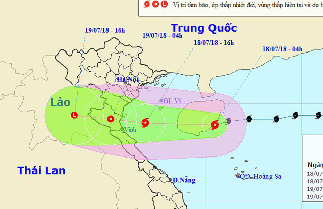 Chiều tối nay bão số 3 vào khu vực ven biển các tỉnh Thái Bình - Hà Tĩnh