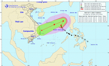 Bão số 9 cách quần đảo Hoàng Sa 540km, giật cấp 11-12