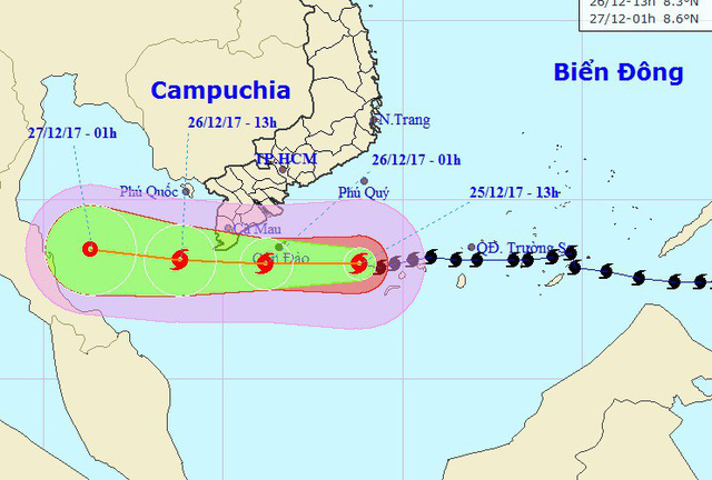 Bão số 16 suy yếu dần, tâm bão có thể không vào đất liền
