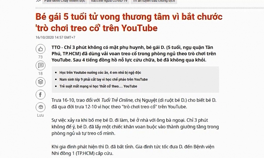 Bảo vệ trẻ em trước ảnh hưởng tiêu cực của mạng xã hội Bảo vệ trẻ em trước ảnh hưởng tiêu cực của mạng xã hội