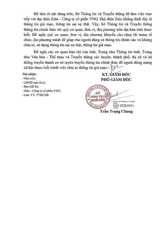 Thông tin, tuyên truyền việc chia sẻ tin giả trên ZALO Thông tin, tuyên truyền việc chia sẻ tin giả trên ZALO