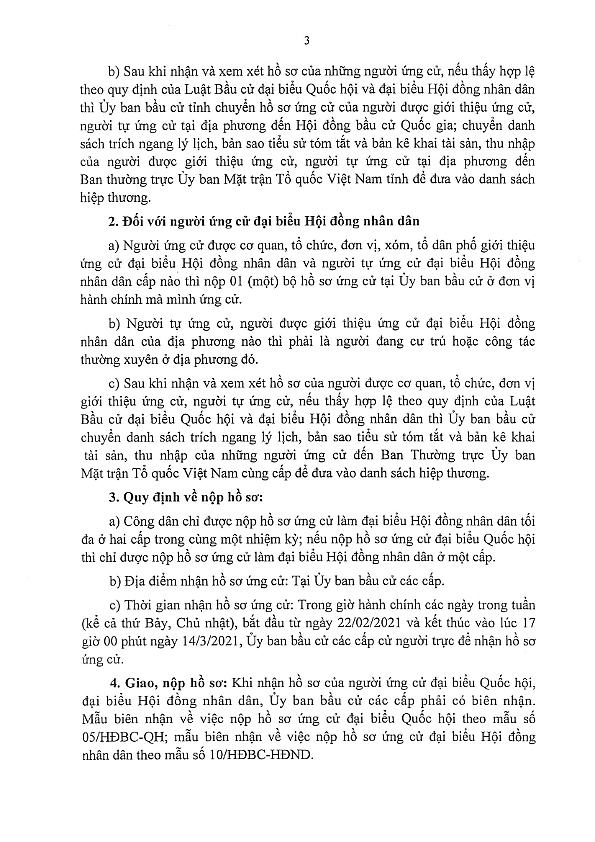 Hướng dẫn về hồ sơ ứng cử ĐBQH khóa XV và đại biểu HĐND các cấp tỉnh Thái Nguyên nhiệm kỳ 2021-2026