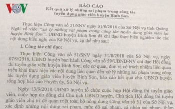 Kỷ luật 10 cá nhân sai phạm trong kỳ thi tuyển giáo viên ở Quảng Ngãi