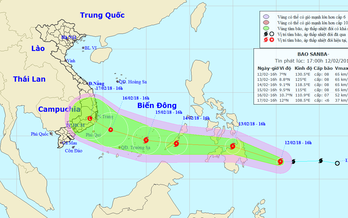 Bão Sanba diễn biến phức tạp sắp vào Biển Đông, không được chủ quan