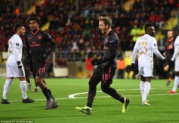 Thắng dễ Ostersunds, Arsenal đặt 1 chân vào vòng 16 đội Europa League