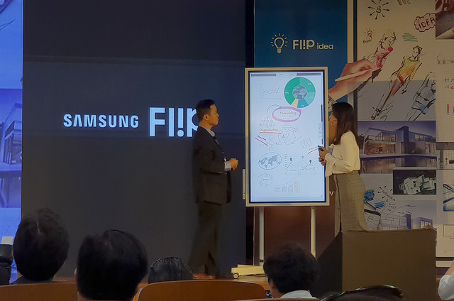 samsung gioi thieu bang flipchart dien tu gia gan 100 trieu dong