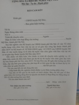 Giáo viên Mỹ Đức “bị ép” ký cam kết tự nguyện nghỉ việc nếu thi trượt