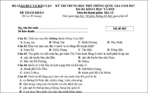 bo gd dt chinh thuc tra loi ve nhung tranh luan quanh de thi dia ly