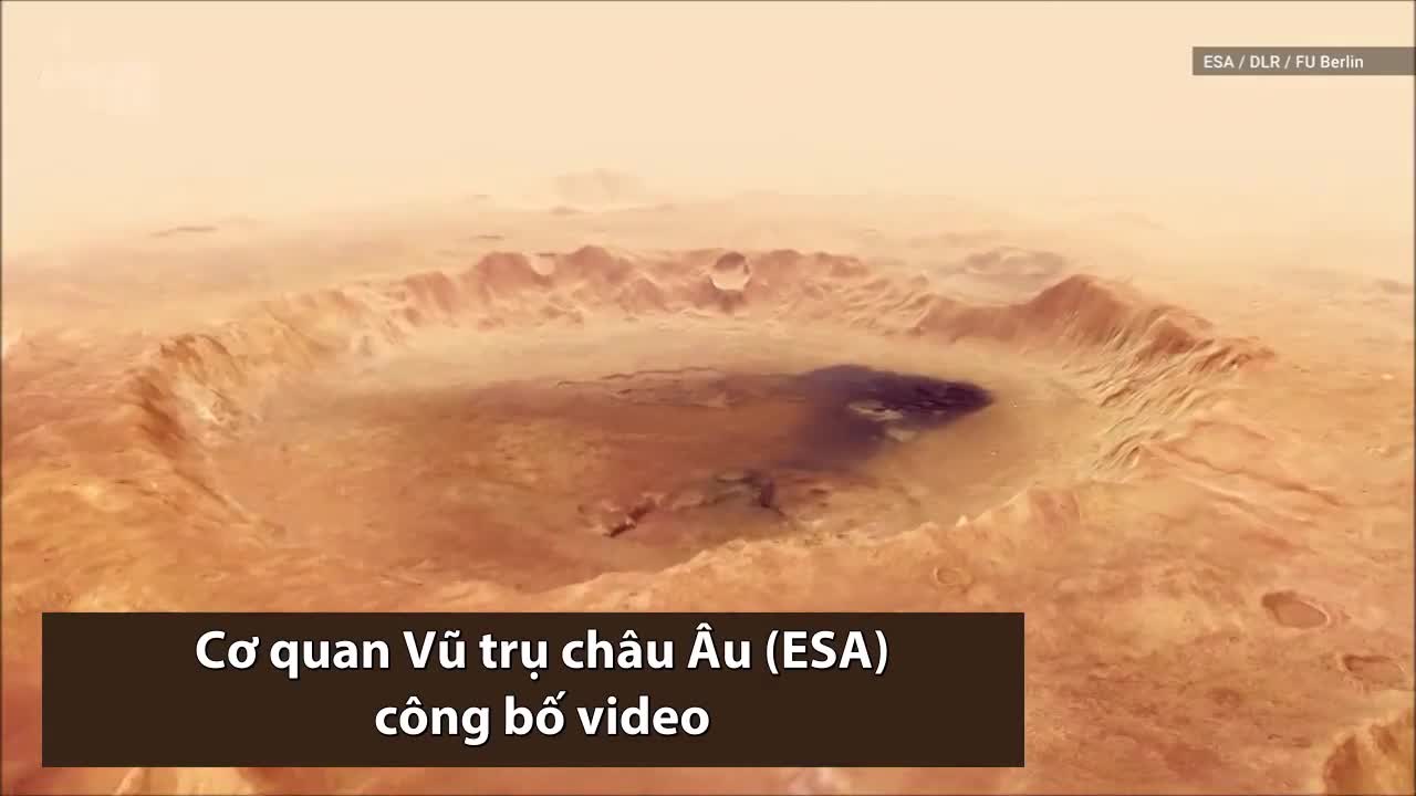 Miệng hố rộng hơn 100 km trên sao Hỏa