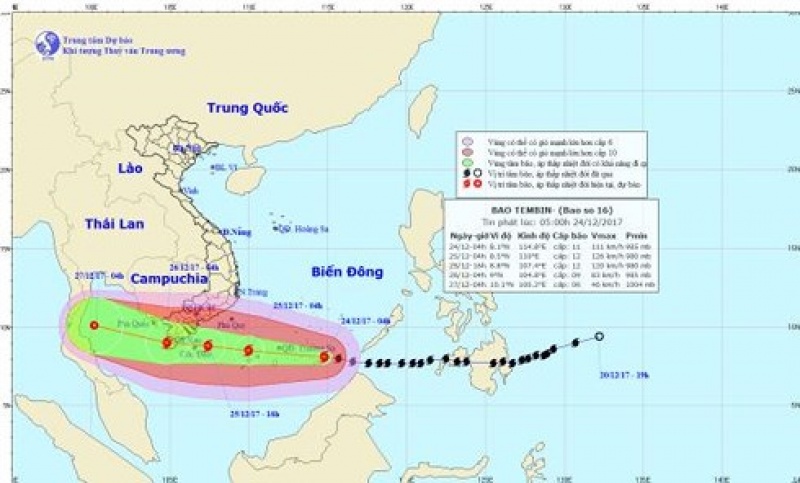 bao so 16 se vao cac tinh tu ba ria vung tau den ca mau