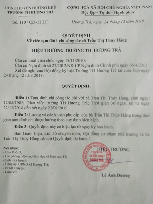 dinh chi 2 giao vien trong tiec ma tuy o huyen huong khe